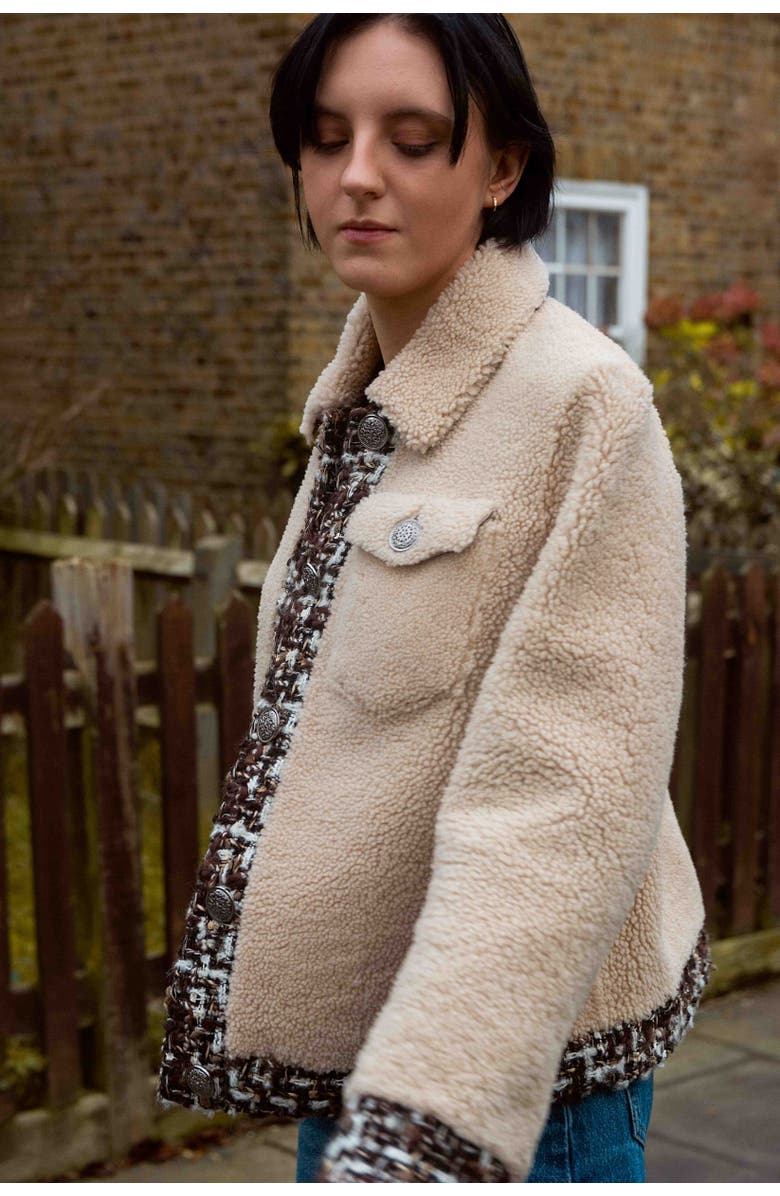 Labeca London Teddy Shearling Jacket, Alternate, color, Beige