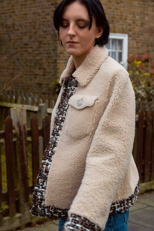 Labeca London Teddy Shearling Jacket In Neutral