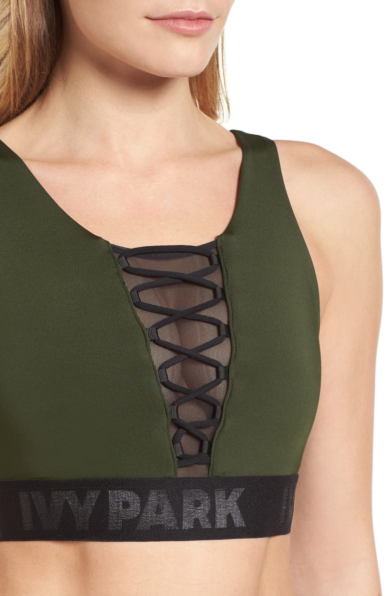 IVY PARK<sup>®</sup> Mesh Lace-Up Sports Bra, Alternate, color, 