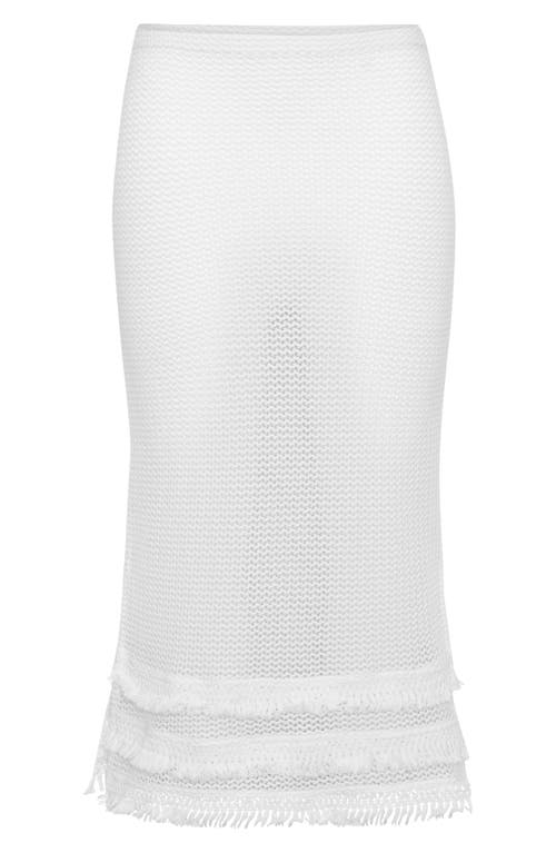 Sunshine 79 Flora Flair Open Stitch Cover-up Midi Skirt In White
