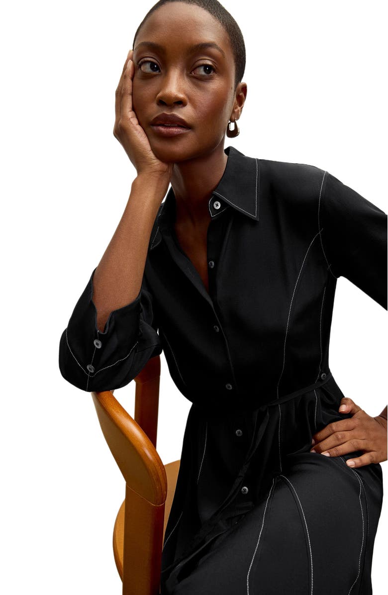 M.M.LaFleur Pepper Dress - Washable Silk Top Stitch, Alternate, color, Black