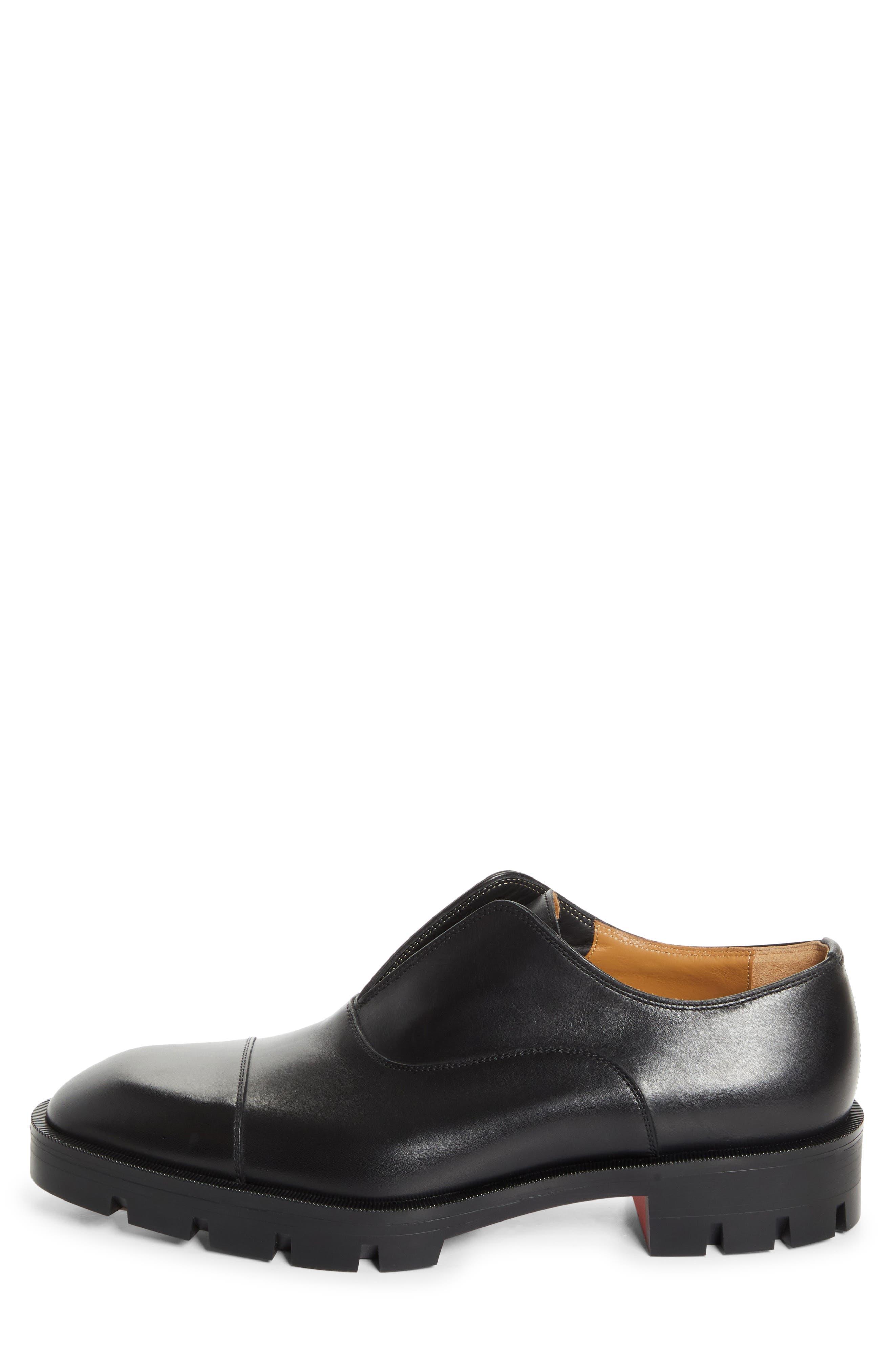 Christian Louboutin Alpha Lion Cap Toe Slip-On, Alternate, color, Black