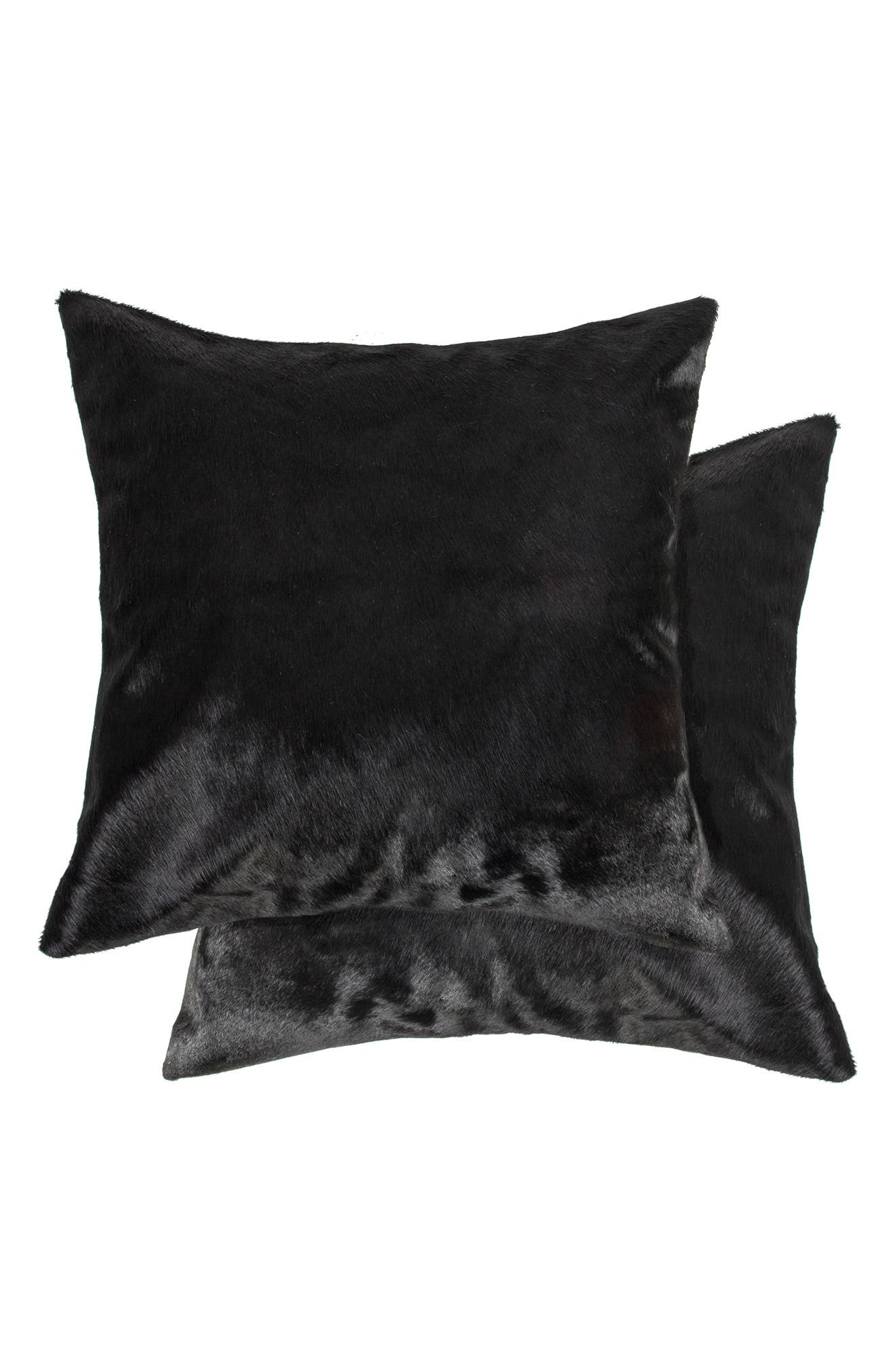 NATURAL Torino Cowhide Pillow - Set of 2 - 18" x 18" - Brown