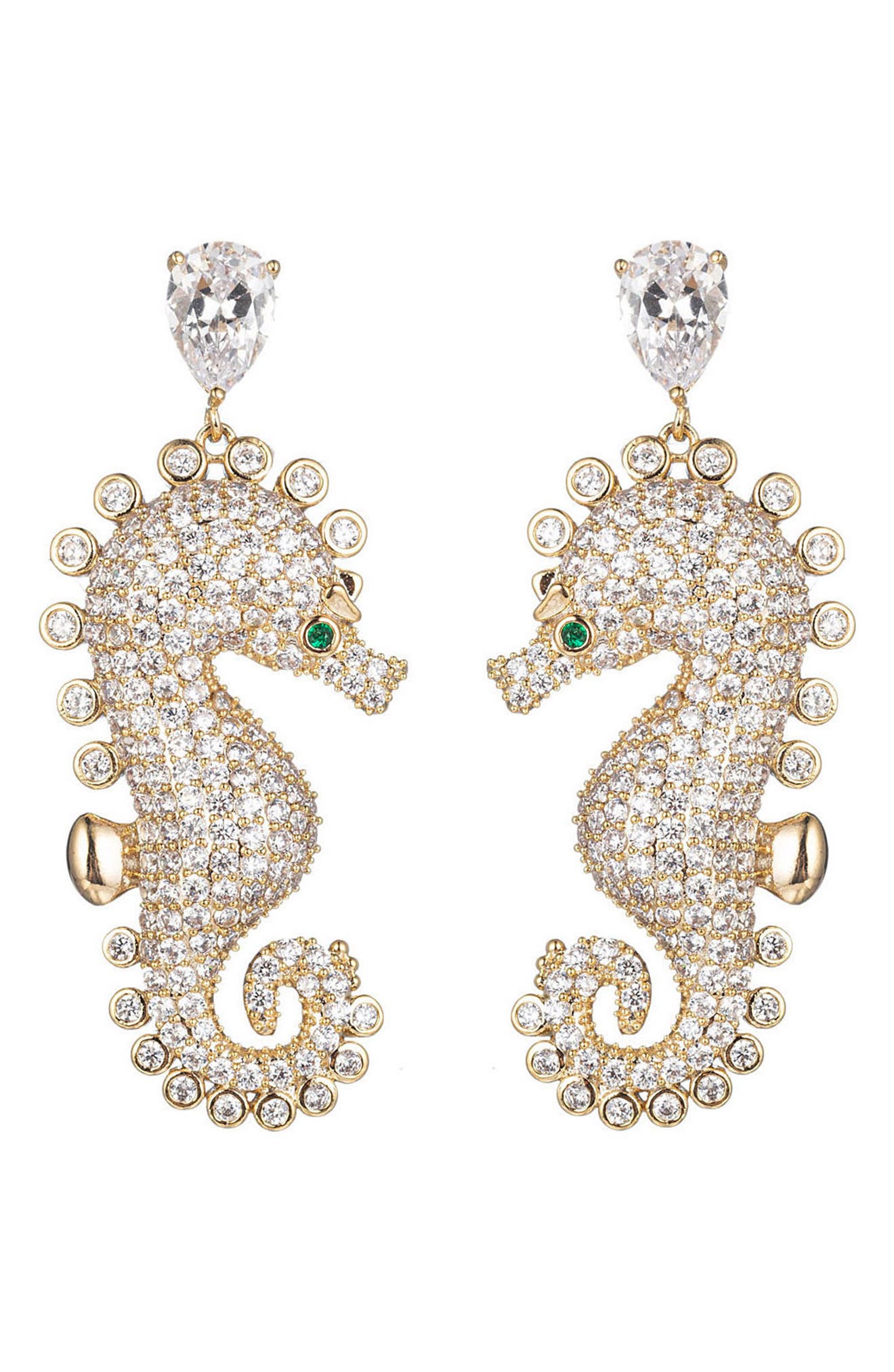 EYE CANDY LOS ANGELES Pavé CZ Seahorse Drop Earrings