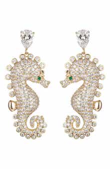 EYE CANDY LOS ANGELES Pavé CZ Seahorse Drop Earrings