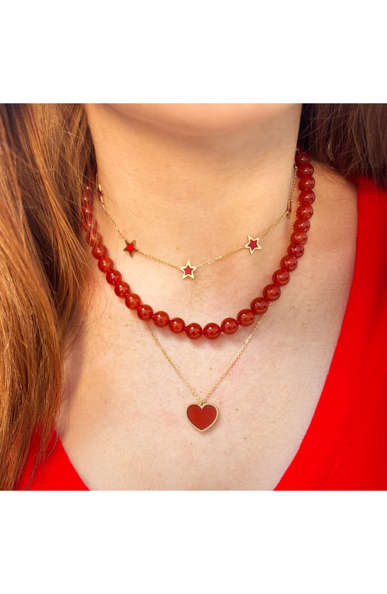 The Lovery Fine Jewelry Carnelian Knotted Bead Necklace, Alternate, color, Carnelian