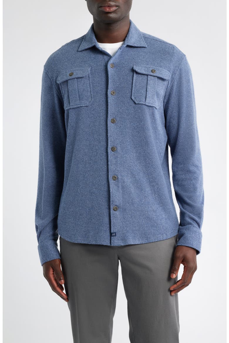 Carl Brushed Knit Button-Up Shirt, Main, color, LAGUNA BLUE