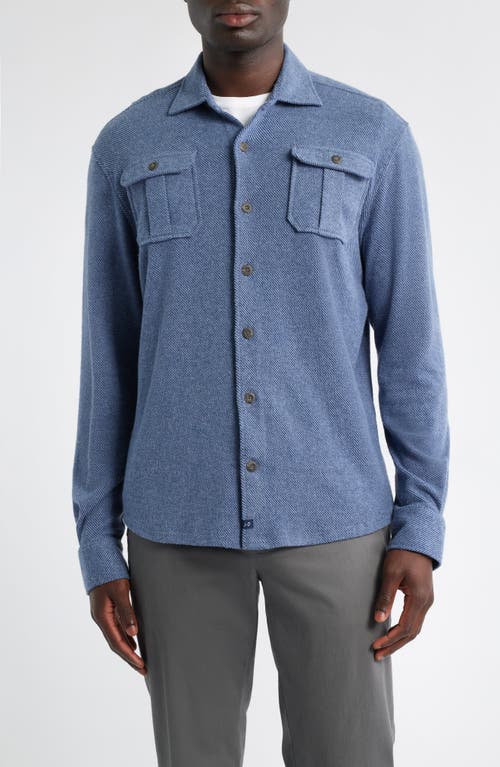 Johnnie-o Carl Brushed Knit Button-up Shirt In Blue