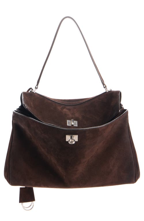 Balenciaga Medium Rodeo Suede Shoulder Bag in Light Espresso at Nordstrom