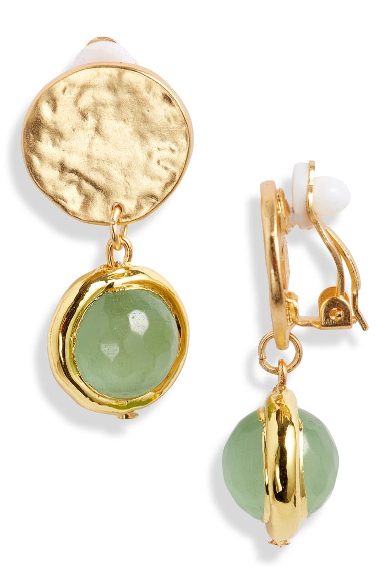 Crystal Clip-On Drop Earrings, Main, color, GOLD