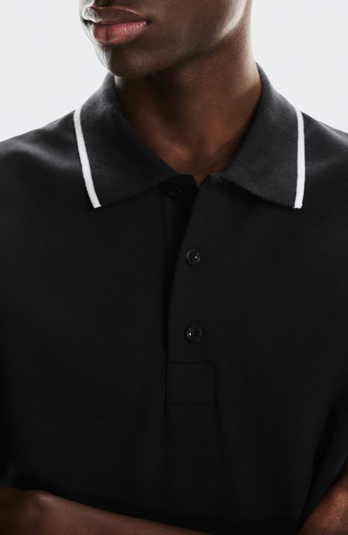 On Courtside Tipped Piqué Polo In Black