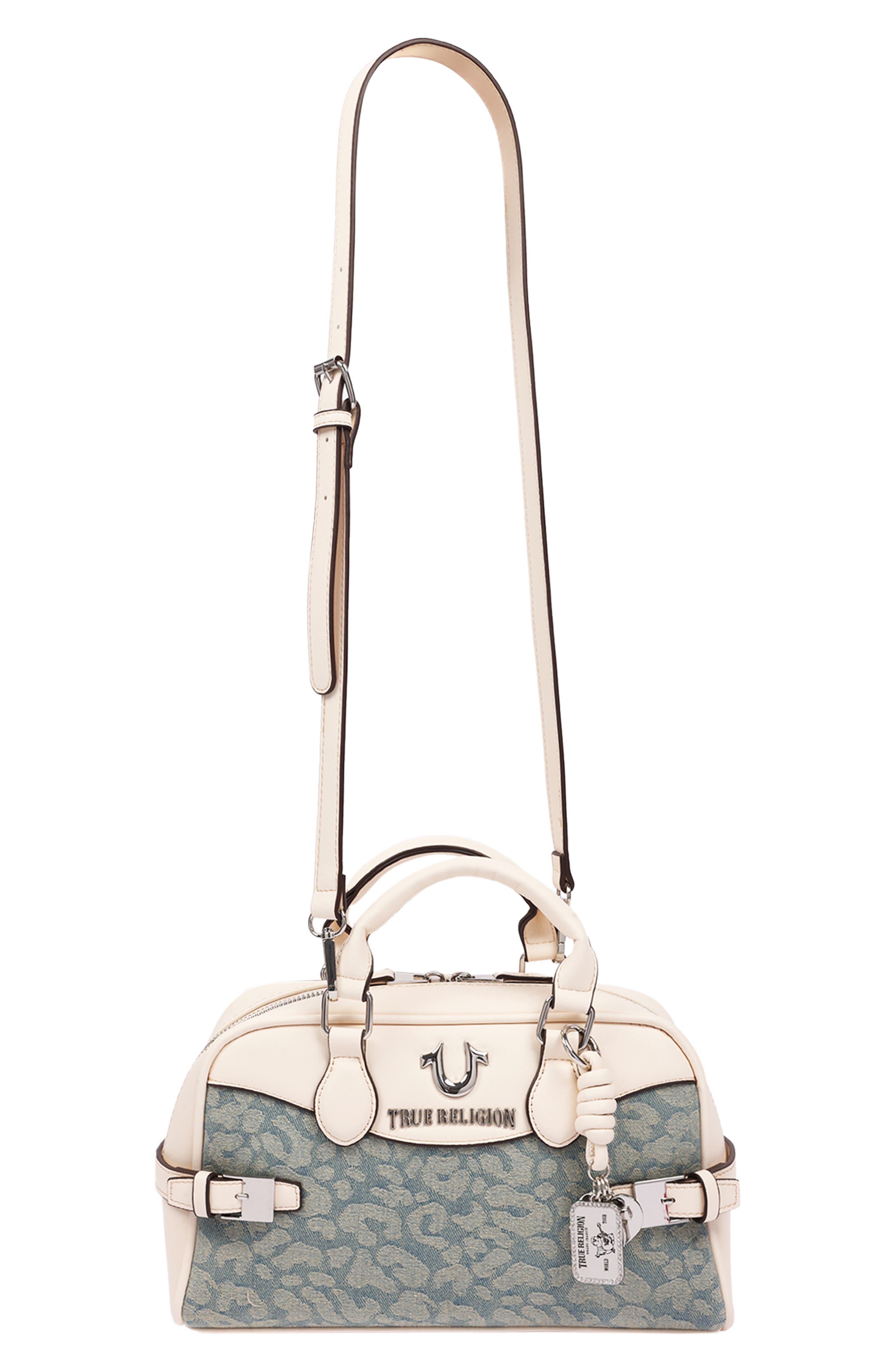 Brooks Leopard Denim Satchel, Alternate, color, CREAM