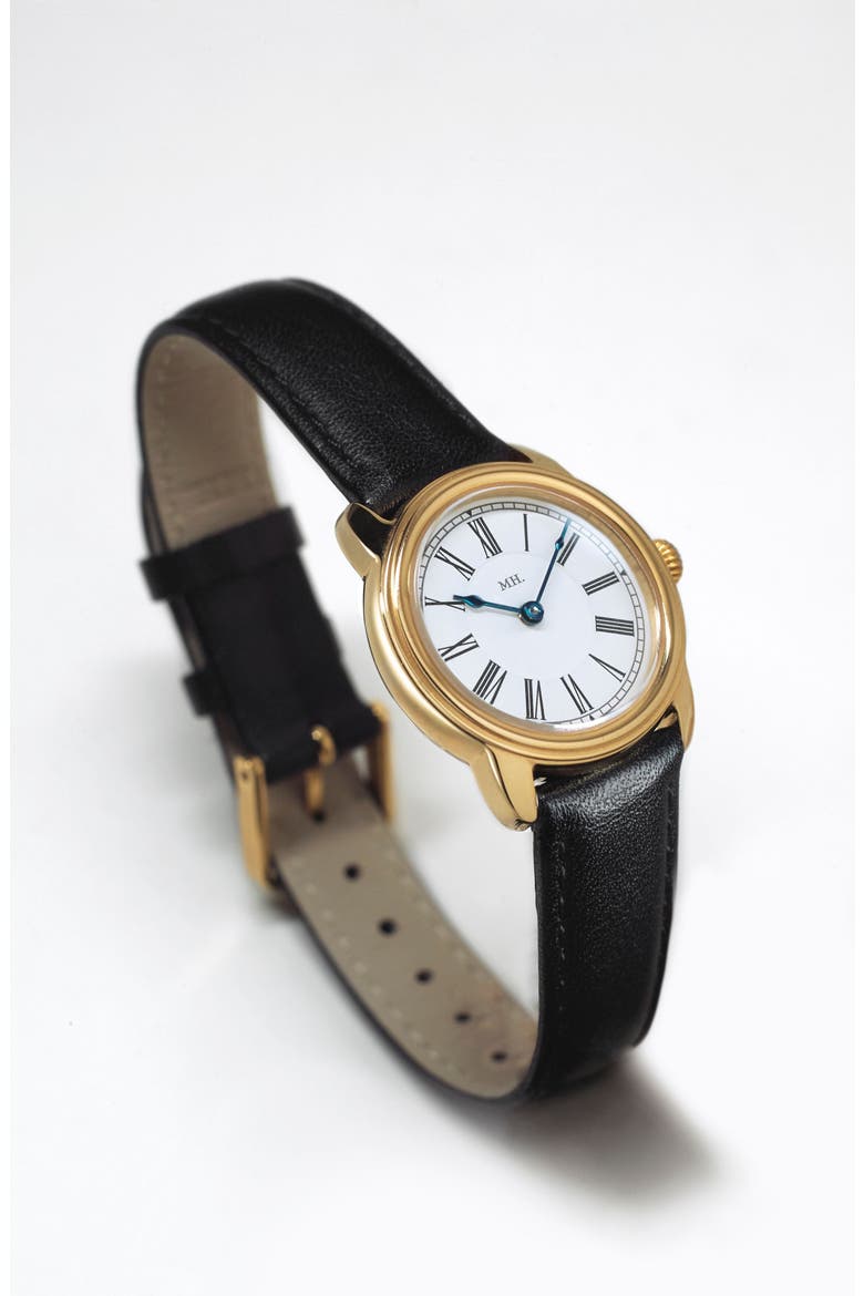 The Harriet Petite Vintage Watch, Alternate, color, Gold Watch - Black Strap