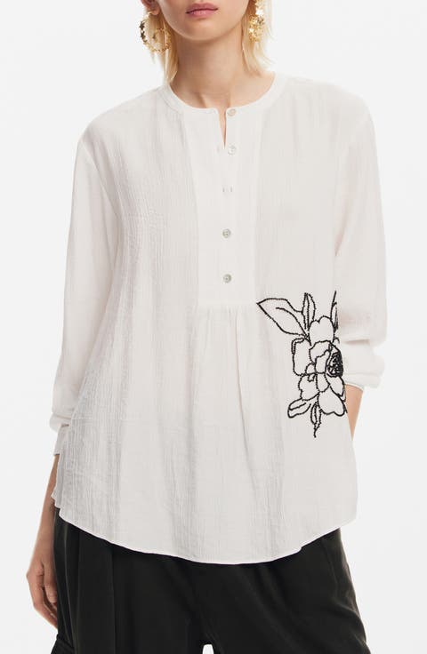 Nagasaki Floral Embellished Popover Top