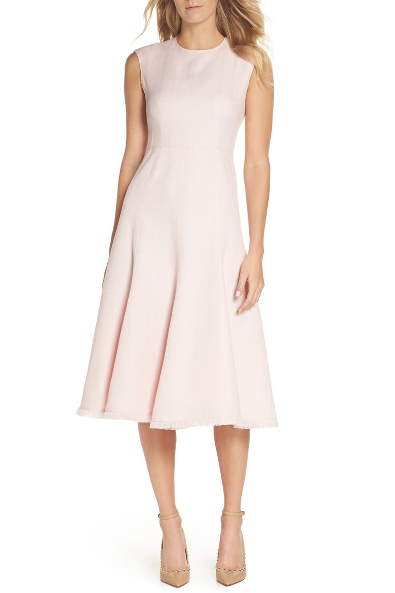 Fringe Hem A-Line Dress, Main, color, BLUSH