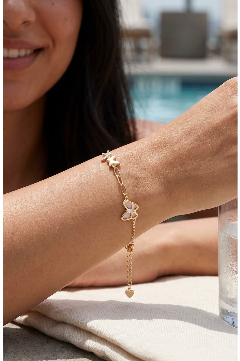 Flutter 14k Gold Plated Butterfly Chain Bracelet, Alternate, color, GOLD