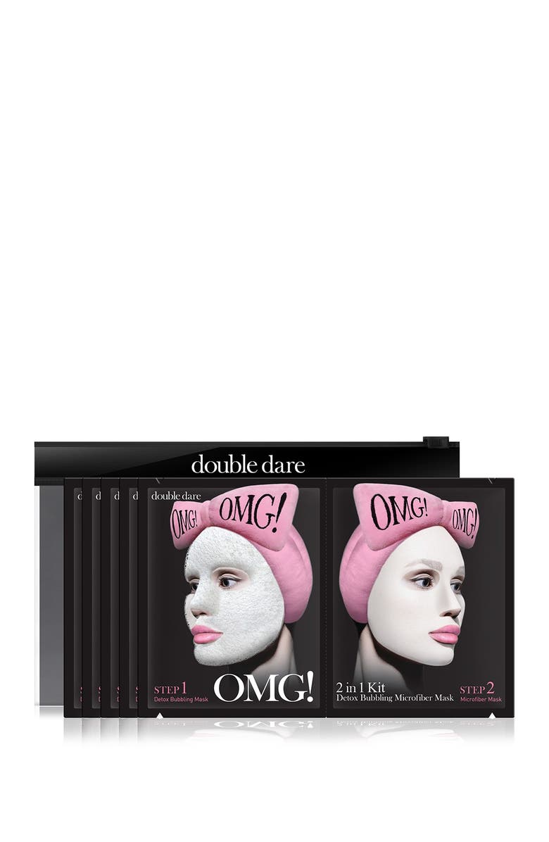 DOUBLE DARE OMG! 2-in-1 Detox Bubbling Microfiber Mask - Set of 5, Main, color,