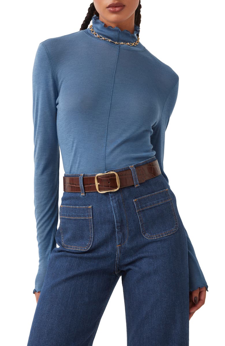 & Other Stories Lettuce Edge Mock Neck Wool Blend Top, Main, color, 