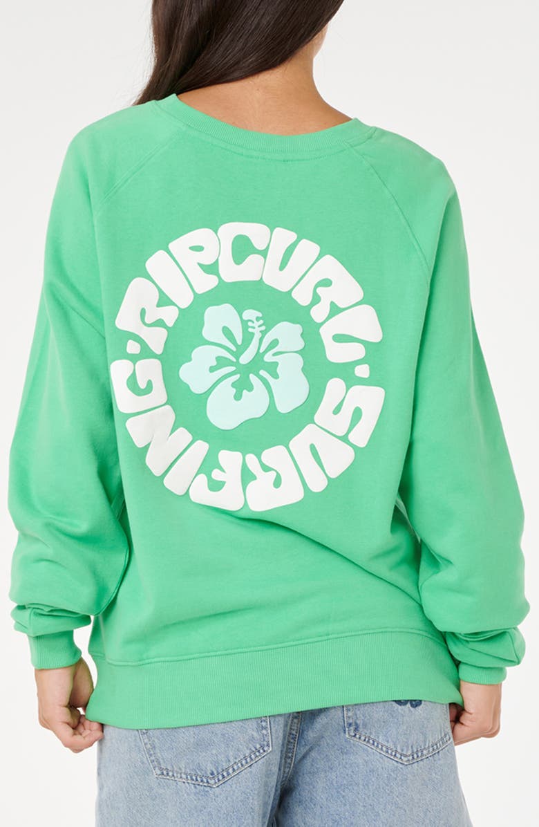 Rip Curl Luxe Surf Puff Logo Crewneck Sweatshirt, Alternate, color, Irish Green