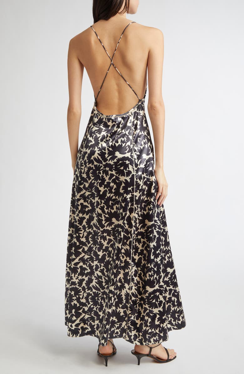 Ulla Johnson Evie Print Satin Maxi Dress, Alternate, color, Raven