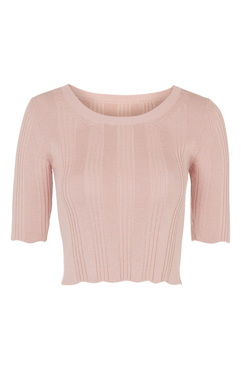 Topshop '70s Scoop Neck Crop Top, Alternate, color,