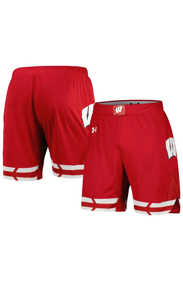 Under Armour Men's Under Armour  Red Wisconsin Badgers Replica Basketball Shorts, Main, color, White