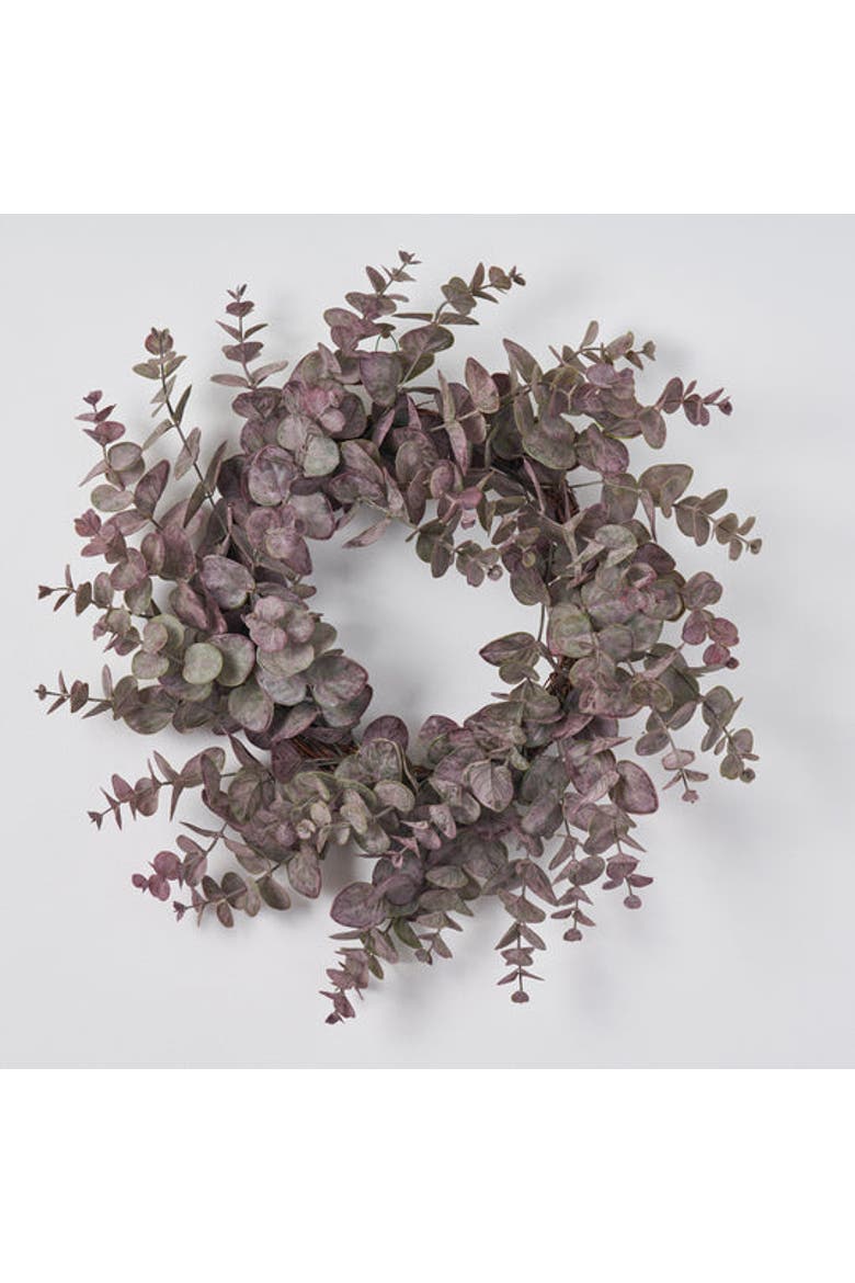 Frosted Purple/Green Eucalyptus Front Door All Seasons Spring Wreath, Main, color, Purple