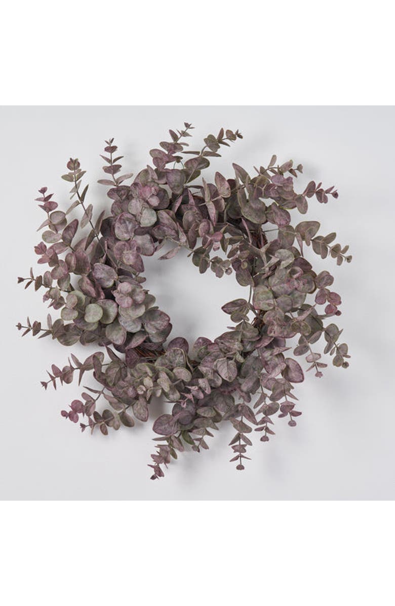 Darby Creek Trading Frosted Purple/Green Eucalyptus Front Door All Seasons Spring Wreath, Main, color, Purple