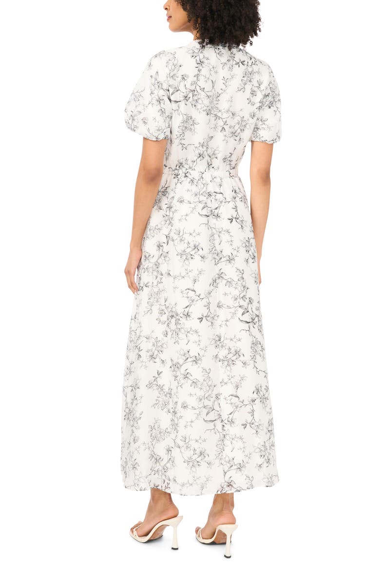 Print Puff Sleeve Maxi Dress, Alternate, color, RICH BLACK