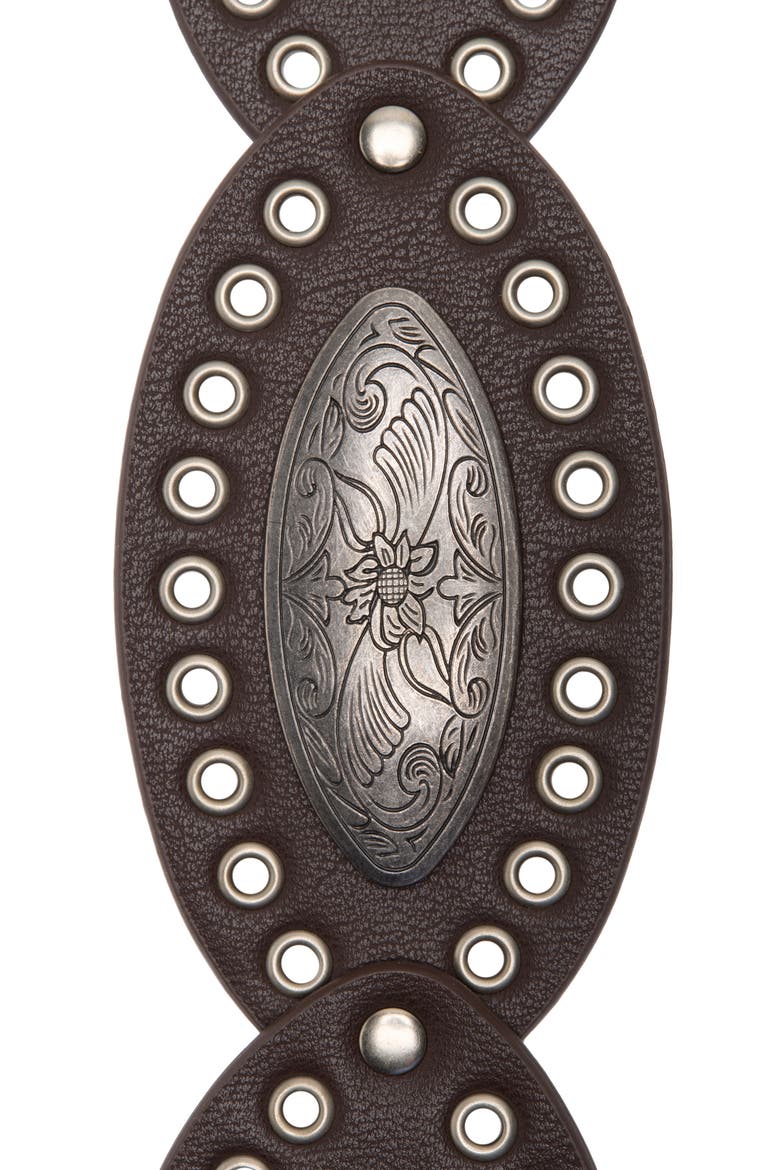 Oval Buckle Grommet Belt, Alternate, color, DARK BROWN