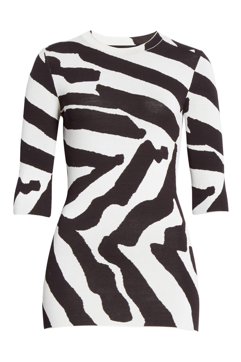 Animal Pattern Sweater, Alternate, color, SNOW/ BLACK