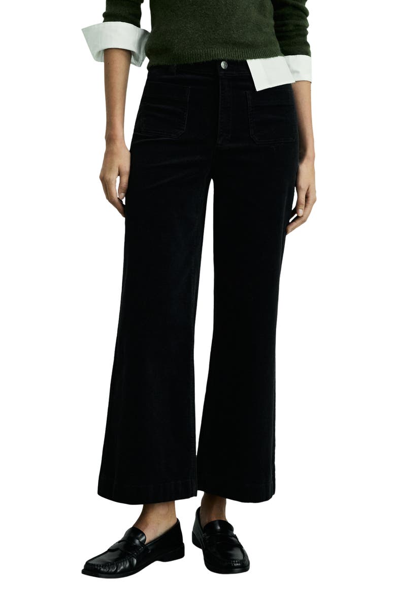 Catherin High Waist Wide Leg Culotte Corduroy Jeans, Main, color, BLACK
