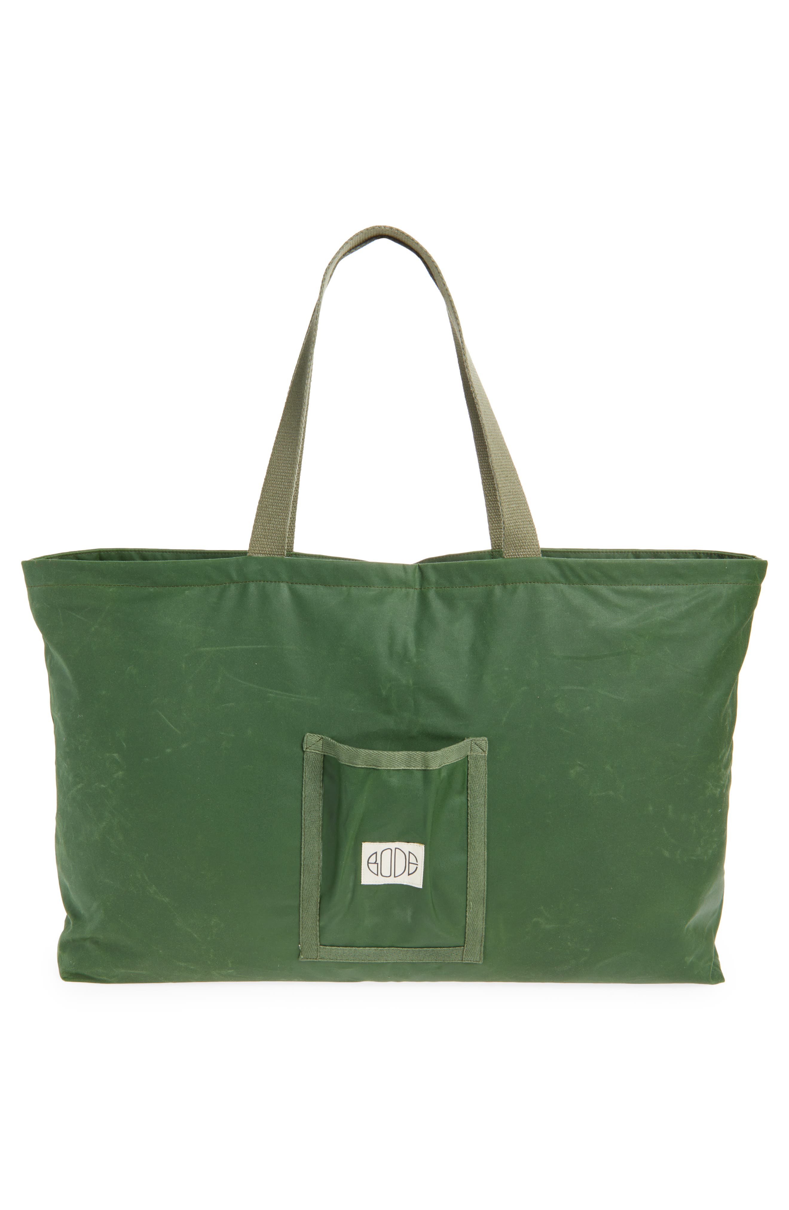 Bode Waxed Cotton Zip Tote, Alternate, color, Green