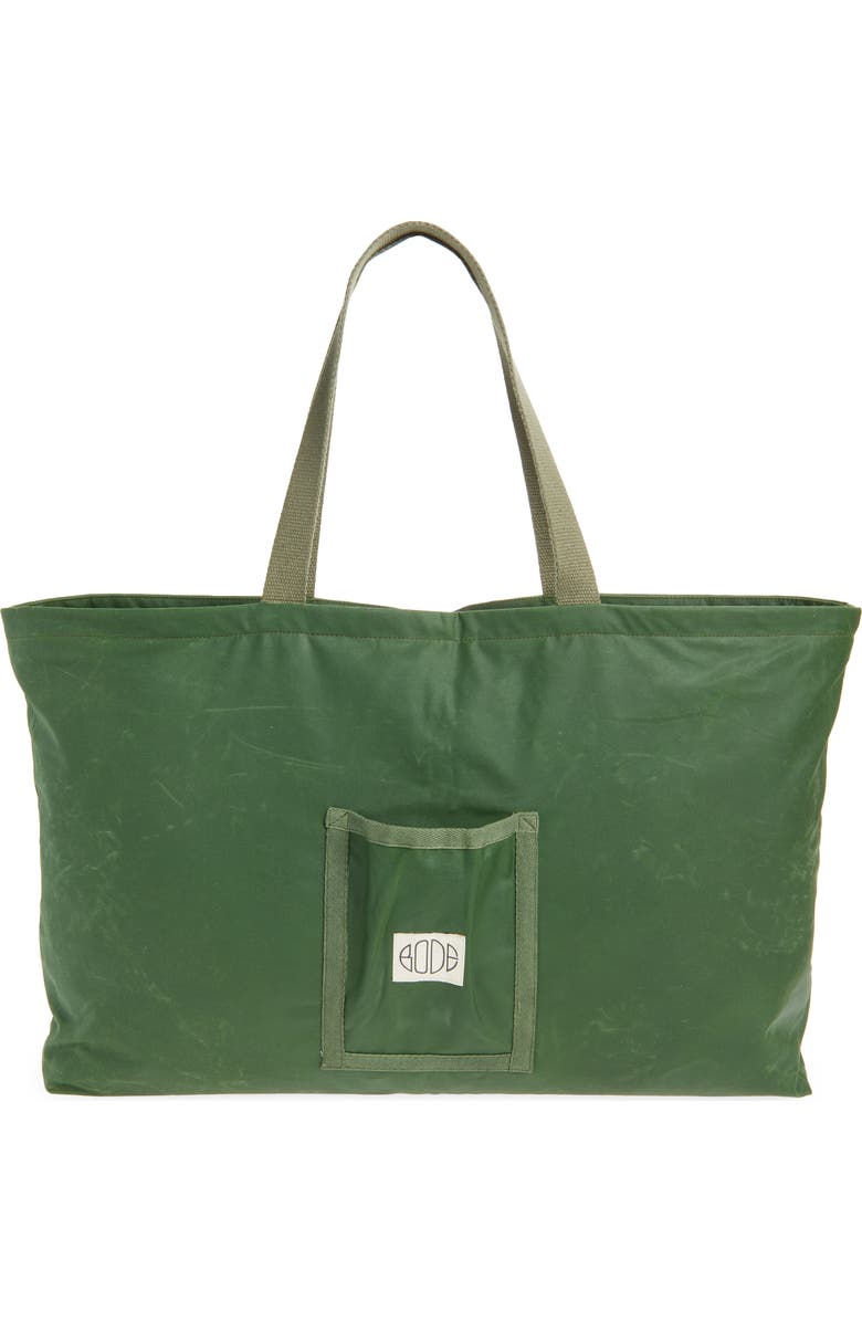 Bode Waxed Cotton Zip Tote, Alternate, color, Green