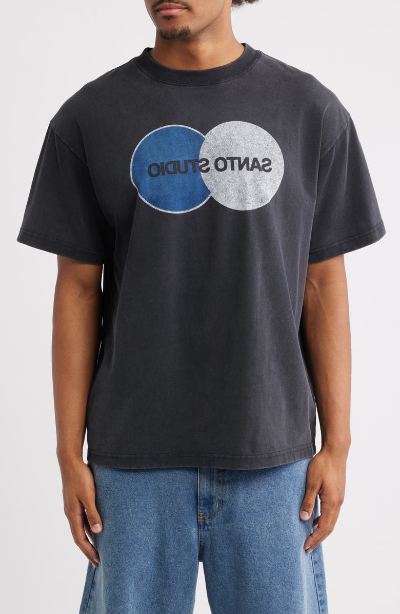 SANTO STUDIO Santo Flipped Cotton Graphic T-Shirt, Main, color, Black Fade
