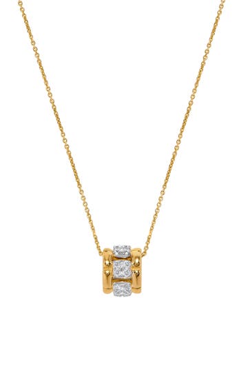 H.j. Namdar 14k Yellow Gold Diamond Link Rolling Pendant Necklace In Gold