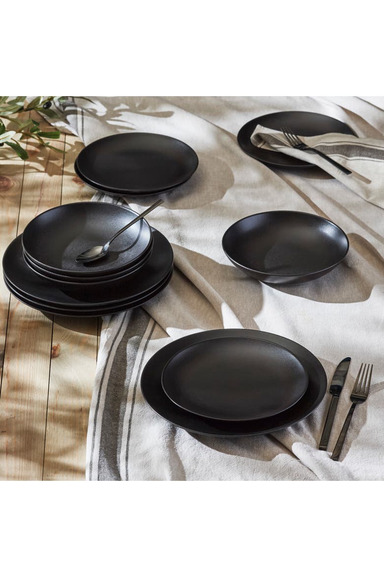 Porto by Stone Lain Semplice Stoneware 24-Piece Dinnerware Set, Alternate, color, Black Matte