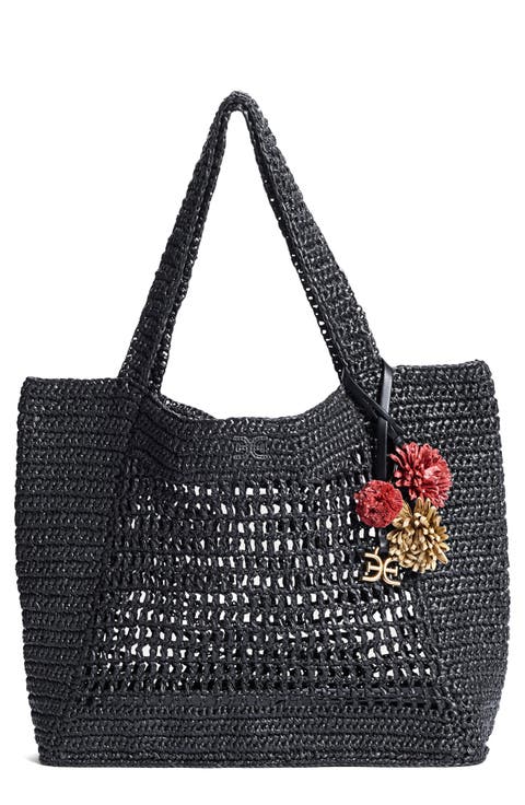 Marcie Open Weave Raffia Tote