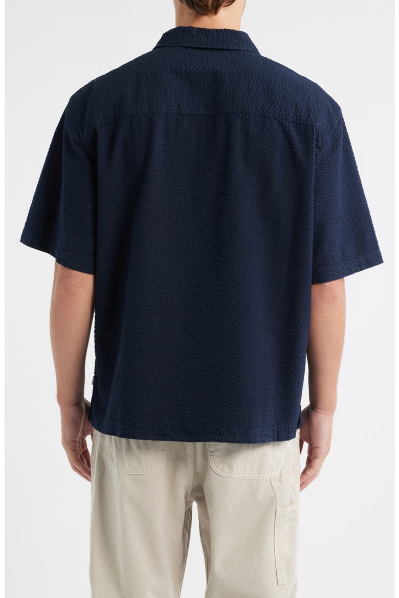 Keats Short Sleeve Cotton Seersucker Button-Up Shirt, Alternate, color, NAVY