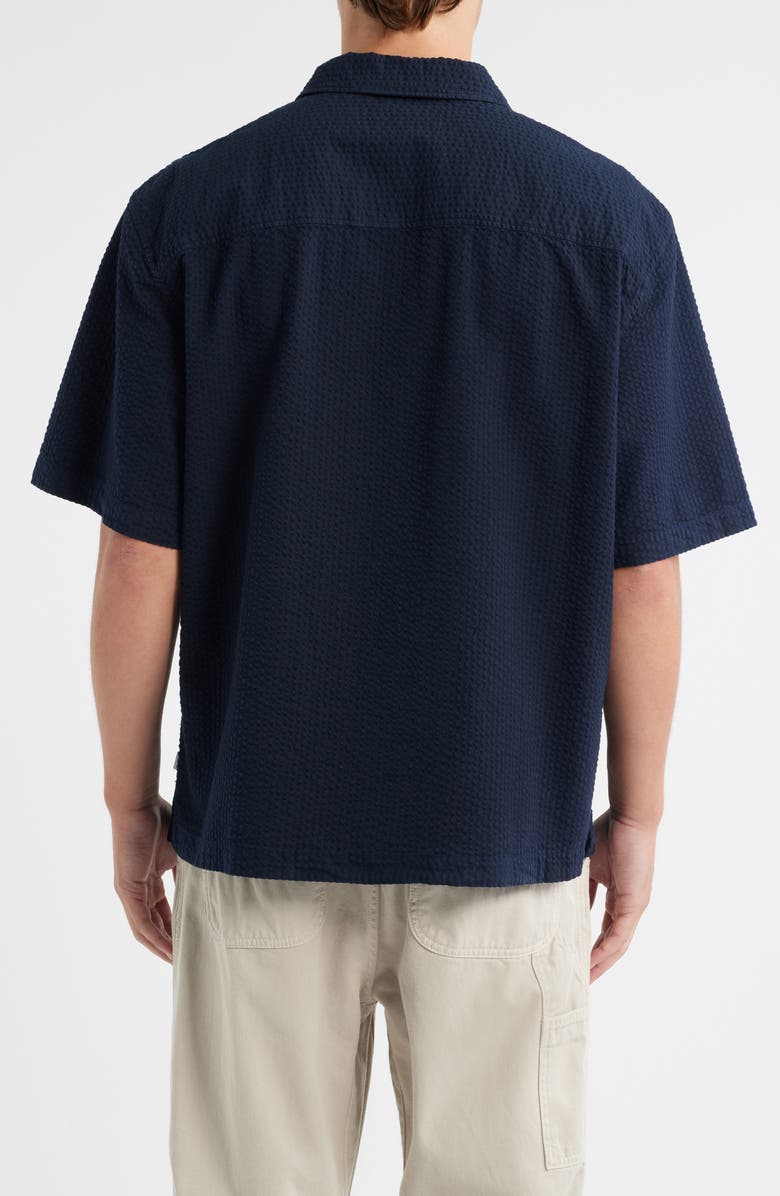 Wax London Keats Short Sleeve Cotton Seersucker Button-Up Shirt, Alternate, color, Navy