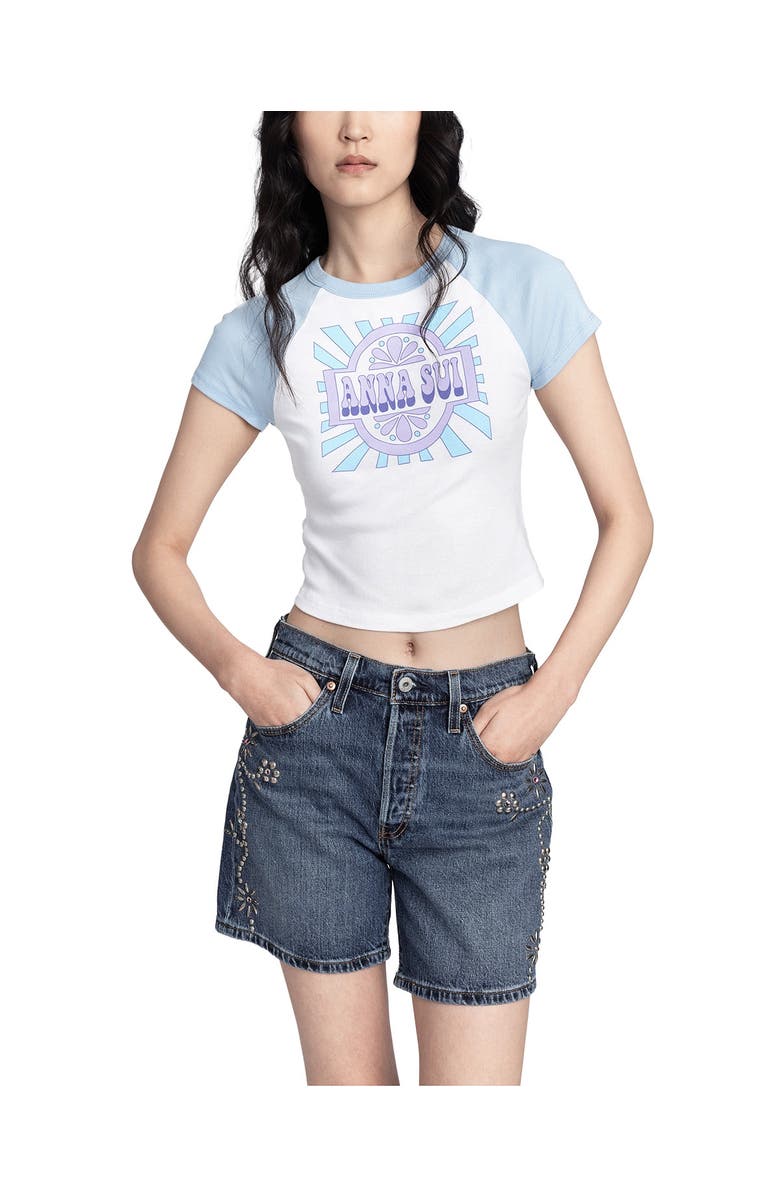 Anna Sui Studded Shorts, Alternate, color, Denim