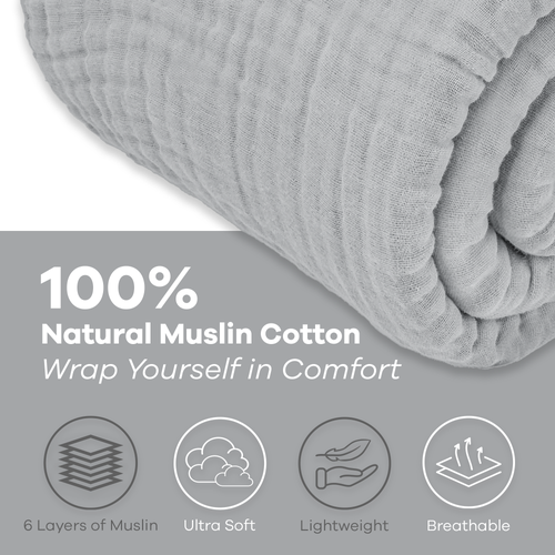 Comfy Cubs Adult Muslin Blanket In Gray