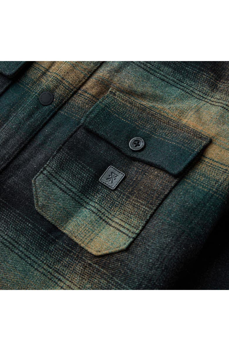 Roark Nordsman Plaid Flannel Snap-Up Overshirt, Alternate, color, Forest