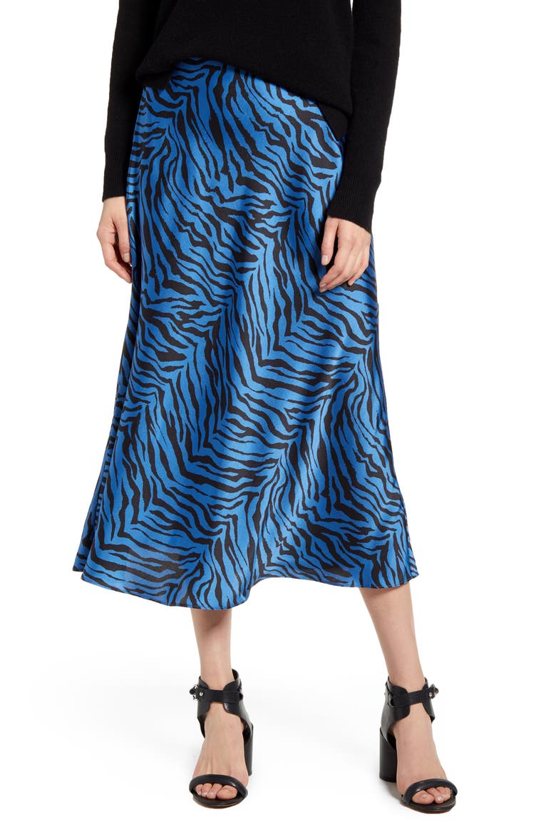 Davis Leopard Print Midi Skirt, Main, color, SAPPHIRE