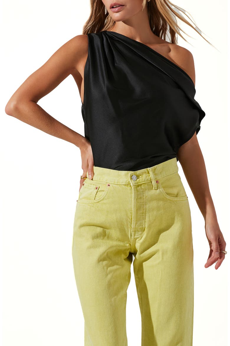 Ceres Off the Shoulder Satin Blouse, Main, color, BLACK