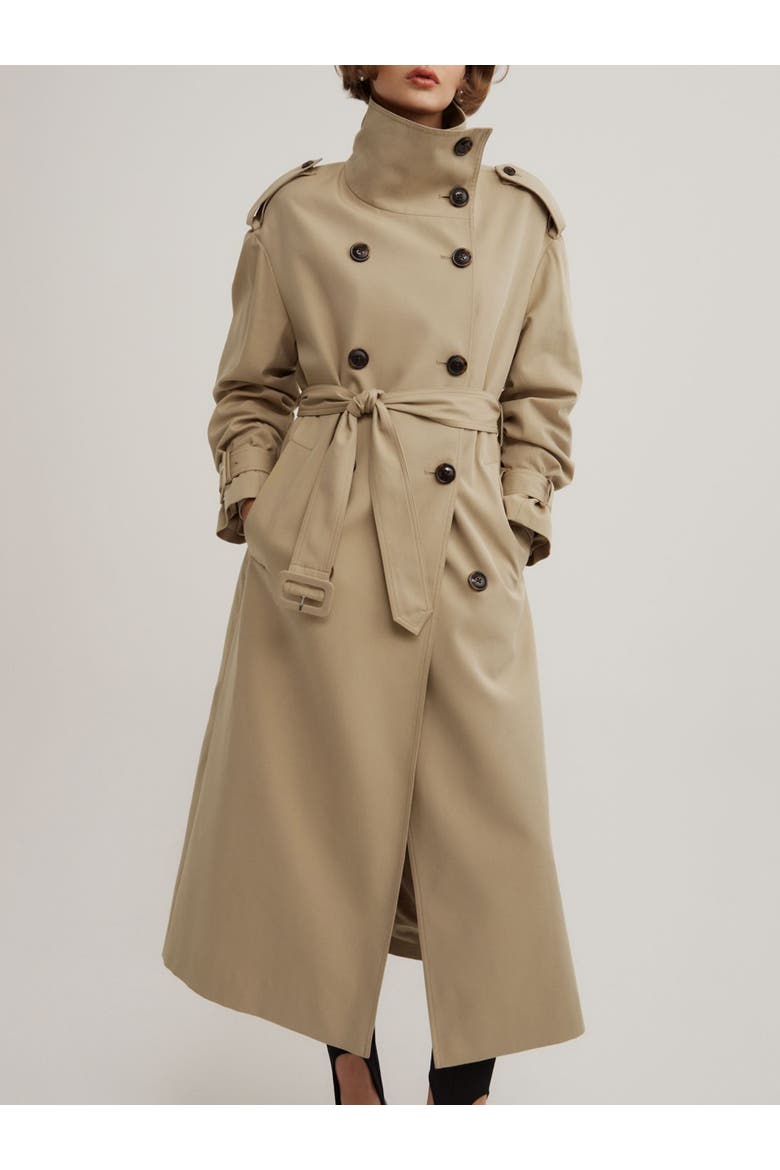 Funnel Collar Trench Coat, Alternate, color, Sandstone