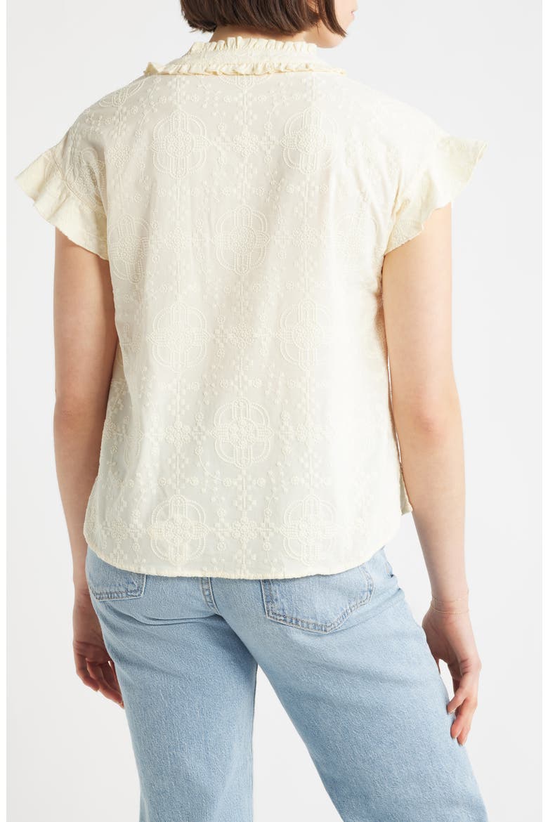 Embroidered Split Neck Top, Alternate, color, LIGHT LEMON LUSH