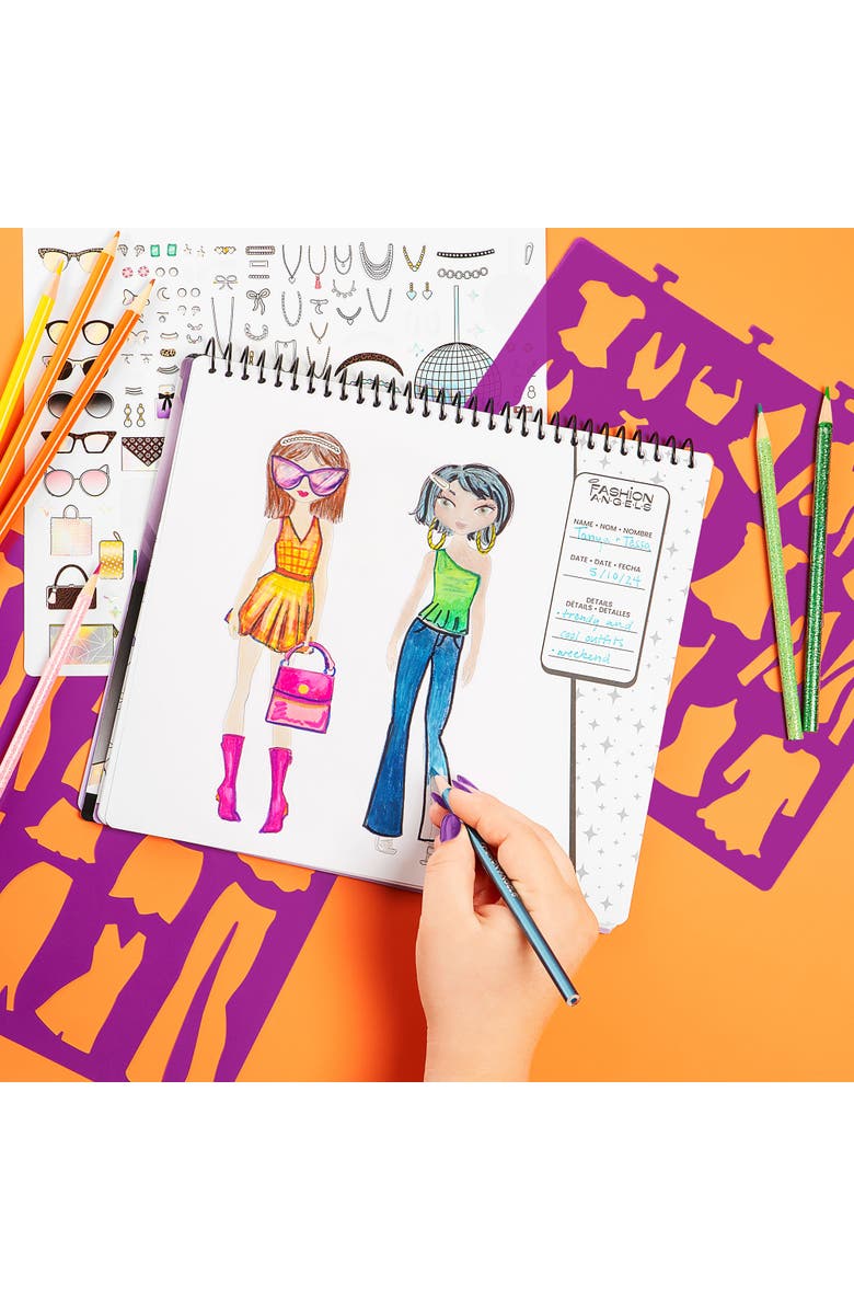 Fashion Angels Glam Fashion Design Sketch Set Pad, Kids 6+, Alternate, color, Multicolored