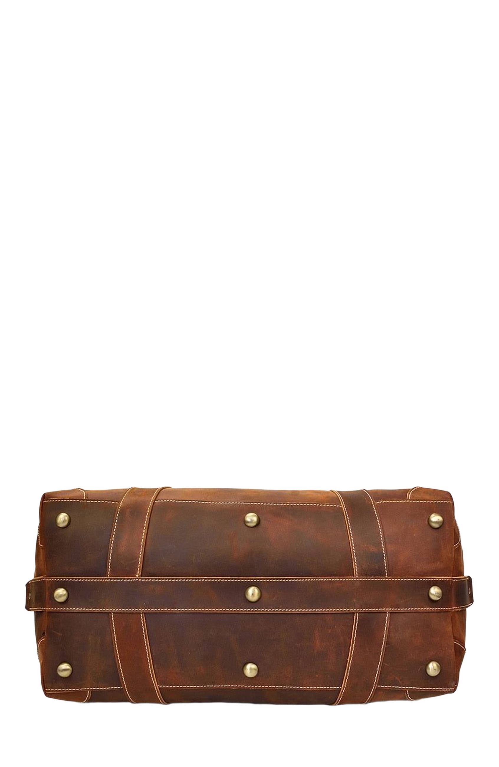 STEEL HORSE LEATHER The Eira Duffle Bag | Vintage Leather Weekender, Alternate, color, Brown