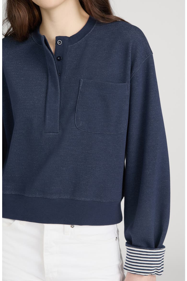 The Stripe Cuffed Sweatshirt, Alternate, color, NAVY MULTI